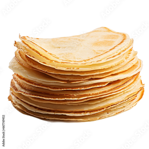 stack of pancakes isolated on white background, PNG, transparent background