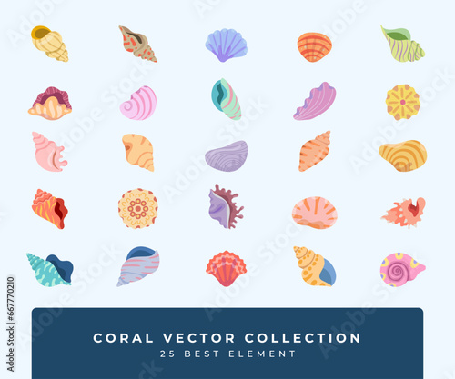 collection of sea coral elements vector