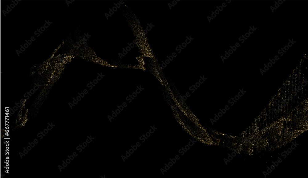 Gold sequins glitter dust isolated on black background. Vector illustration. eps 10