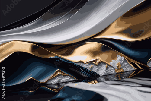 Gold, black, blue marble stone textured background wallpaper. eps 10