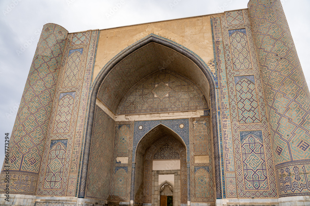 historical building in an Uzbekistan Silk Road with a broken parts