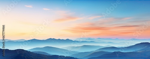 Mountain landscape at sunset, Generative AI