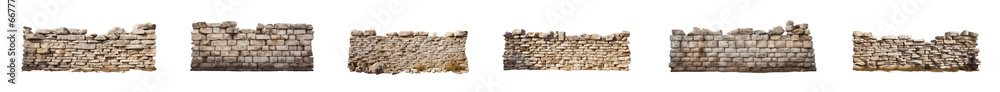 collection of Stacked stone wall isolated on a transparent background. PNG cutout or clipping path. collection of Stacked stone wall isolated on a transparent background. PNG cutout or clipping path.