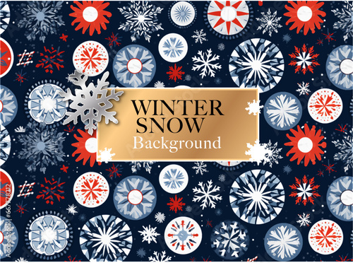 vector template background 雪の世界を構成したテキスタイルとタイトルセット AI