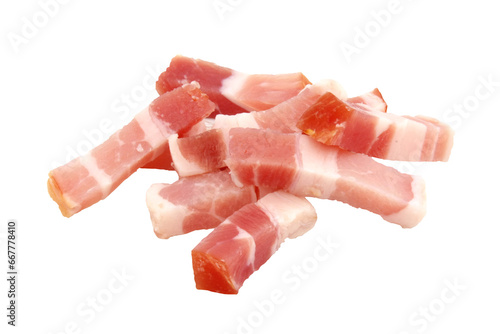 Foto Smoked pork lardons / Transparent background