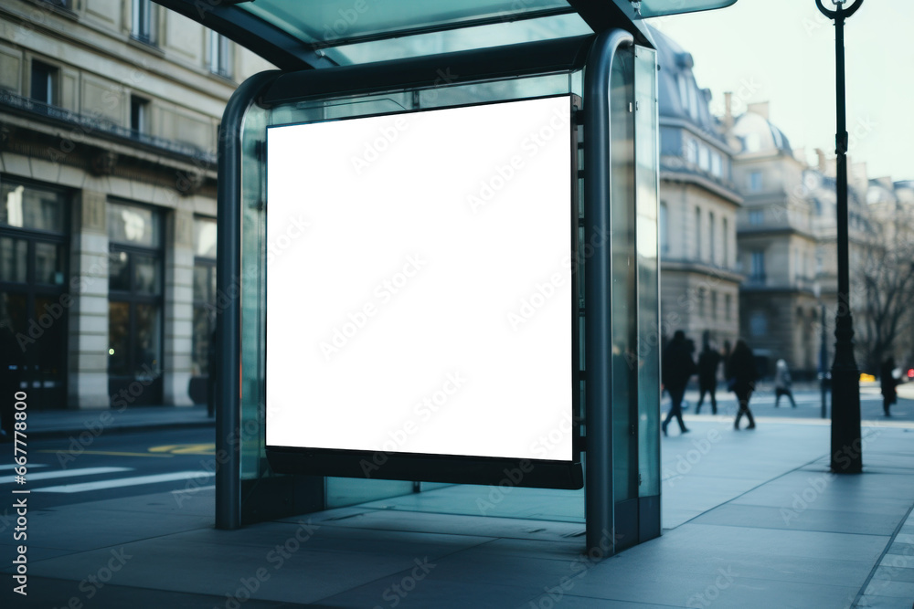 panneau publicitaire personnalisable pour maquette de présentation de publicité dans un environnement urbain - obrazy, fototapety, plakaty 