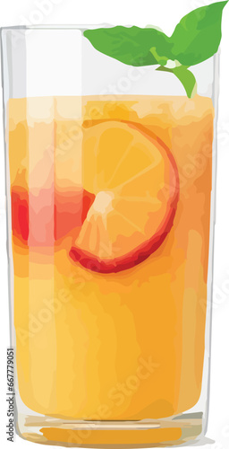 Glasses of orange and blackberry juice next to berries