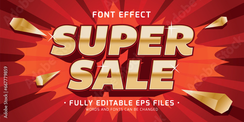 Vector luxury gold with super sale text effect editable font style