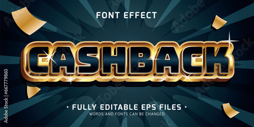 Vector luxury gold with cashback text effect editable font style