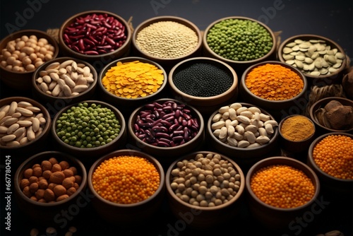 A bountiful assortment of legumes, featuring lentils, chickpeas, and beans