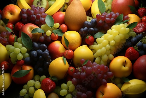 A colorful fruit assortment  creating an enticing and lively background