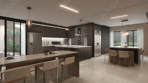 modern kitchen interior with kitchen