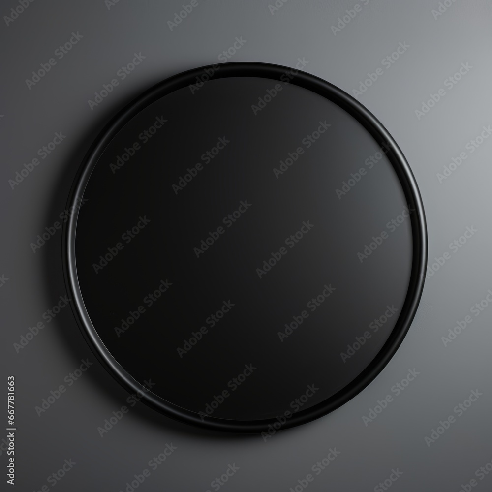 Opal Crystal Minimalistic Round Picture Frame. Minimalistic Ring with Realistic Texture. Square Digital Illustration. Ai Generated Empty Circle on Black Background.