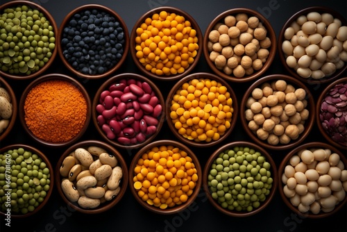 A medley of legumes, offering lentils, chickpeas, and a range of beans