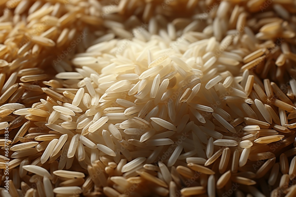 Obraz premium A picturesque arrangement of scattered rice grains on a table
