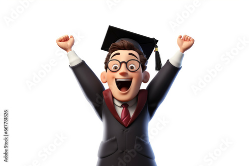 3D caracter cartoon Graduation Season Doctoral white Background photo