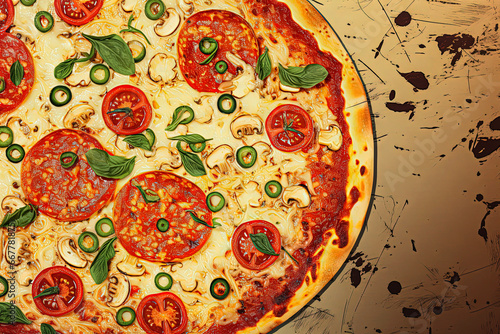 Generative AI illustration of homemade vegan pizza
