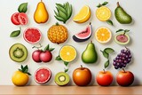 A set of fruit stickers, adding a lively touch to any design