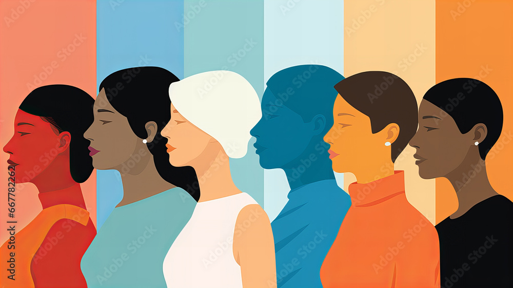 Obraz premium illustration of diverse people, diversity, equality. Generative AI