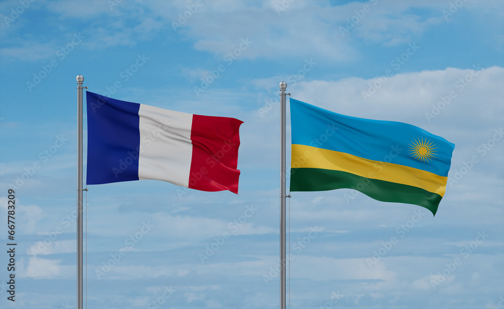 Rwanda and France flags, country relationship concept Rwanda and France flags, country relationship concept
