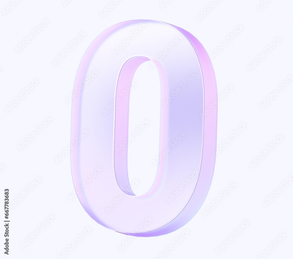 © Mariya - zero number with colorful gradient and glass material. 3d rendering illustration for graphic design, presentation or background
