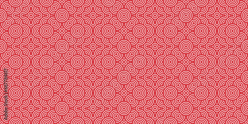 Red and white seamless pattern with circles and shapes for banner and various background use