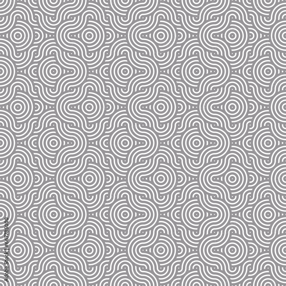 Geometric, Asian seamless pattern with curvy lines and half circles for backgrounds, wall paper, etc
