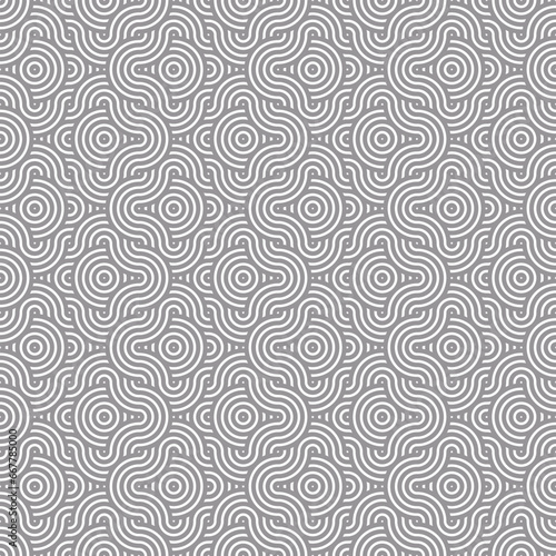 Geometric, Asian seamless pattern with curvy lines and half circles for backgrounds, wall paper, etc