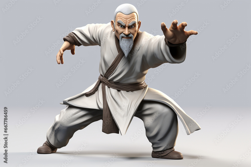 3D caracter cartoon Ink Man Knight Tai Chi People Practice 3D caracter cartoon Ink Man Knight Tai Chi People Practice