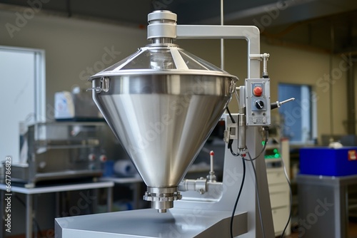 A tapered mixer used in the food and pharmaceutical blending industry. Generative AI