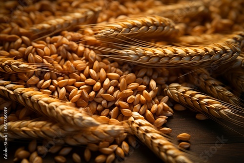 Ground wheat seeds create a rustic and grainy appearance