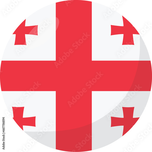 Georgia flag circle 3D cartoon style.