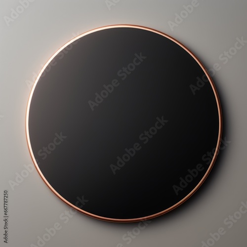 Rose Gold Minimalistic Round Picture Frame. Minimalistic Ring with Realistic Texture. Square Digital Illustration. Ai Generated Empty Circle on Black Background.