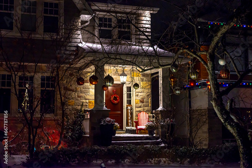 Christmas house decorations in Canada