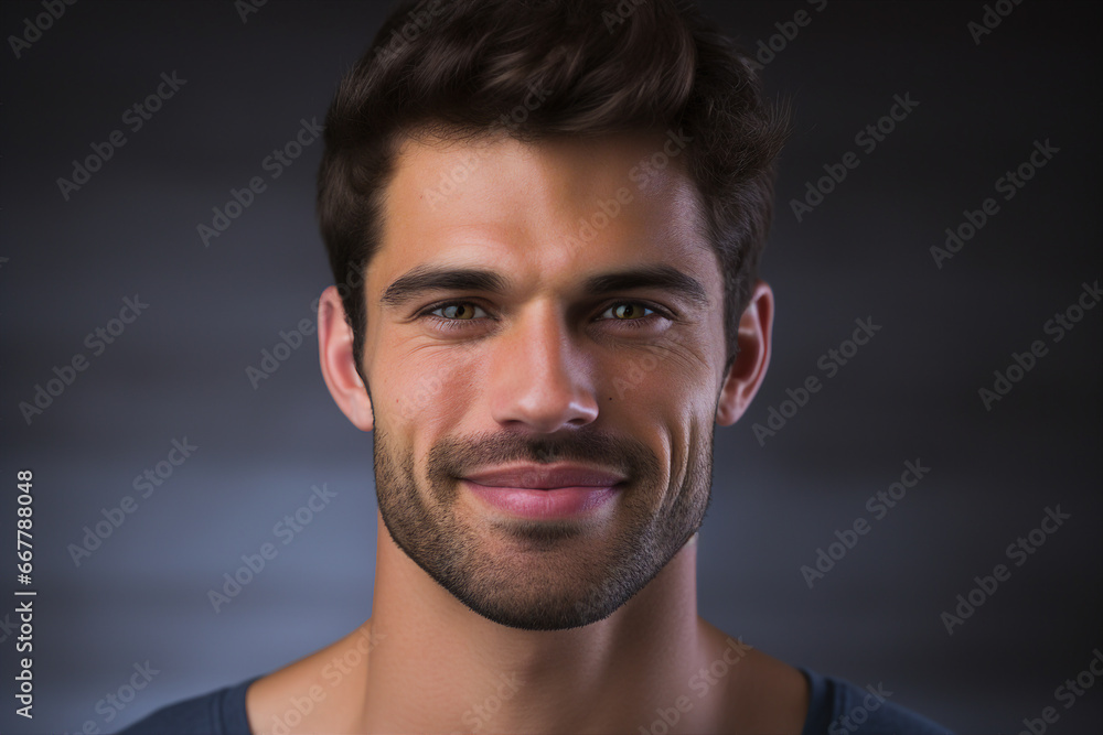 Photo image of handsome cool nice young man created with generative AI technology
