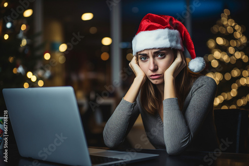 Photography of a successful lady manager celebrate new year in office workspace indoors generative AI photo