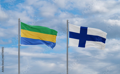 Finland and Gabon flags, country relationship concept