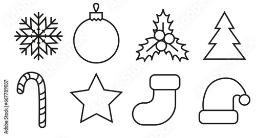 Set of Christmas icons. Vector illustration.