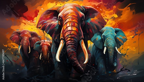 Herb of elephants multi-coloured illustration 