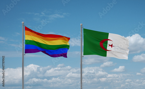 LGBT movement and Algeria national flags, country relationship concept
