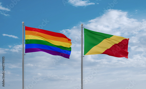 Congo and LGBT movement flags, country relationship concept
