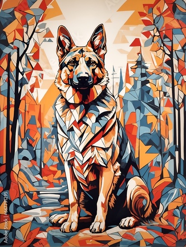 Wallpaper Mural German shepherd cat on the woods, ai generated Torontodigital.ca