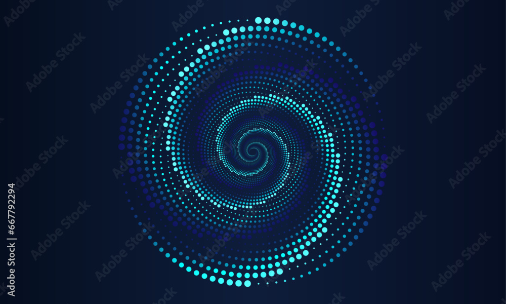 Abstract circle line pattern spin blue green dotted light isolated on black background in the concept of AI, science, technology, digital, music Abstract circle line pattern spin blue green dotted light isolated on black background in the concept of AI, science, technology, digital, music