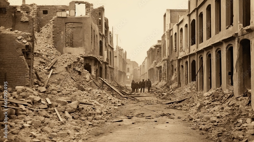 Destruction of houses due to war