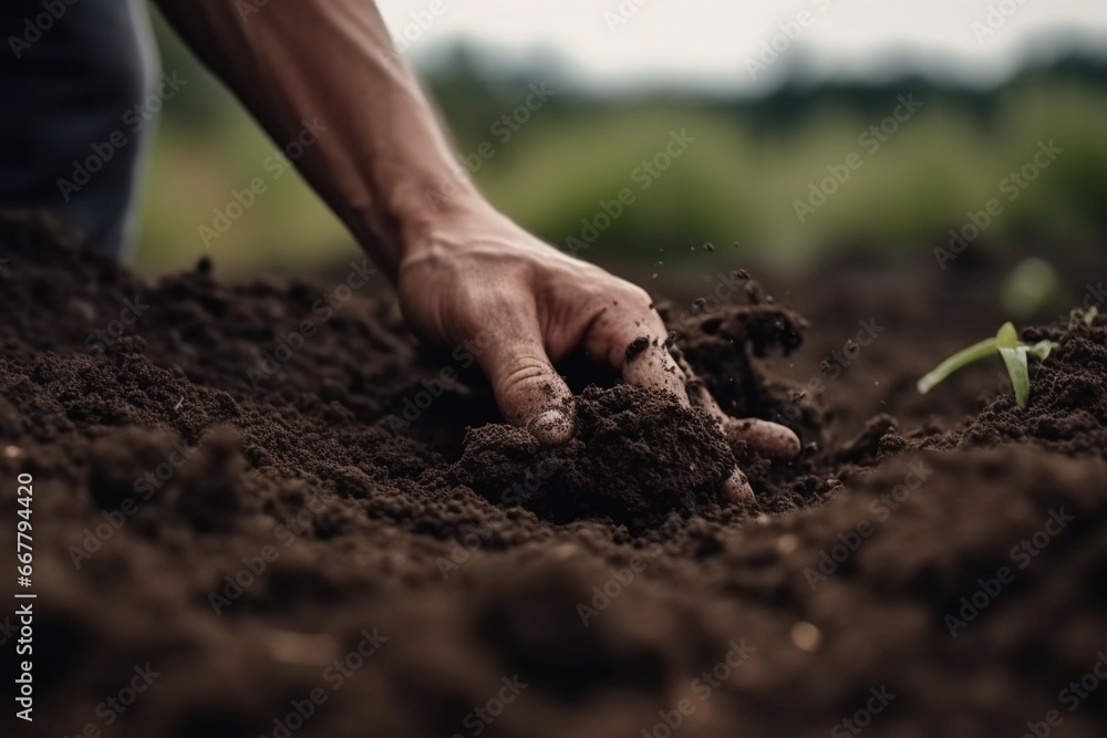 Farmer's Hands Holding Mineral-Rich Soil Suitable for Cultivation. Generative Ai. Farmer's Hands Holding Mineral-Rich Soil Suitable for Cultivation. Generative Ai.