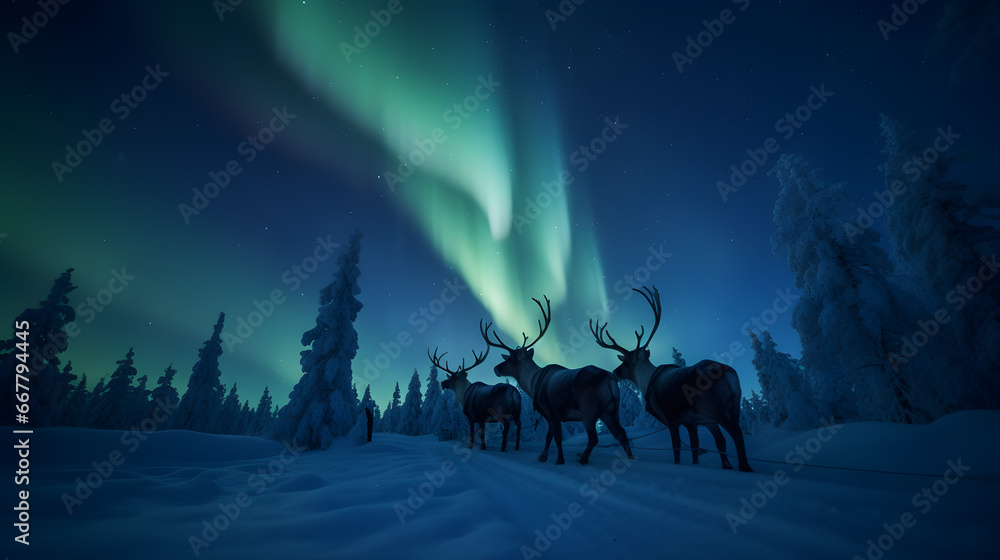 Santa's Arctic Adventure: Sleigh Ride with Northern Lights, Generative AI Santa's Arctic Adventure: Sleigh Ride with Northern Lights, Generative AI