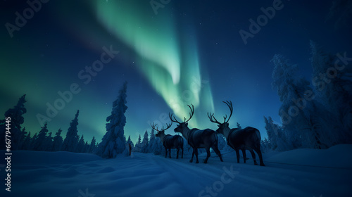 Santa's Arctic Adventure: Sleigh Ride with Northern Lights, Generative AI