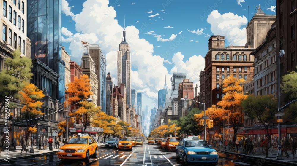 Car jam in New York - obrazy, fototapety, plakaty 
