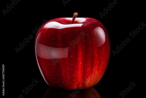 Translucent red apple, isolated on black background. Beautiful illustration, suitable for product advertising and packaging design. Generative AI
