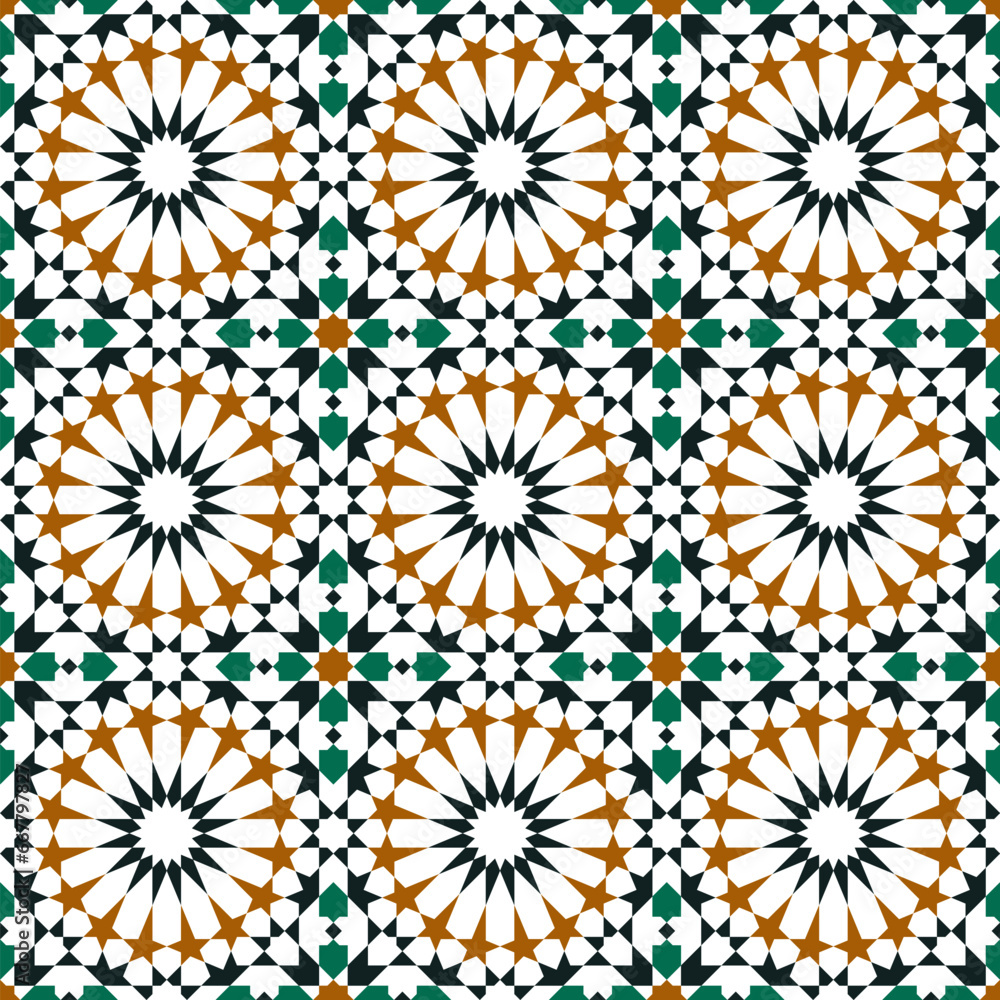 Seamless geometric pattern. Arabic style Zellij Seamless geometric pattern. Arabic style Zellij